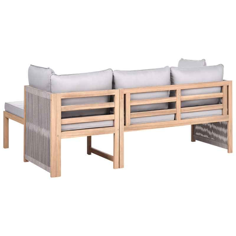 Hörnsoffa utomhus med Bord 3-Sits Arabba Vänstervänd Akaciaträ - Brun/Grå - Utemöbler & utemiljö - Utegrupp - Soffgrupp utomhus