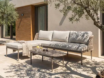 Hörnsoffa utomhus med Bord 3-Sits Leffe Högervänd - Beige - Utemöbler & utemiljö - Utegrupp - Soffgrupp utomhus