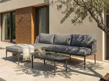 Hörnsoffa utomhus med Bord 3-Sits Leffe Högervänd - Grå - Utemöbler & utemiljö - Utegrupp - Soffgrupp utomhus