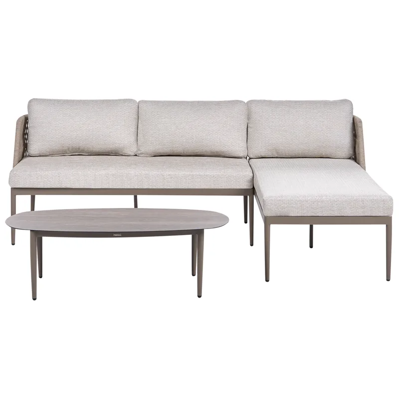 Hörnsoffa utomhus med Bord 3-Sits Leffe Vänstervänd, Beige