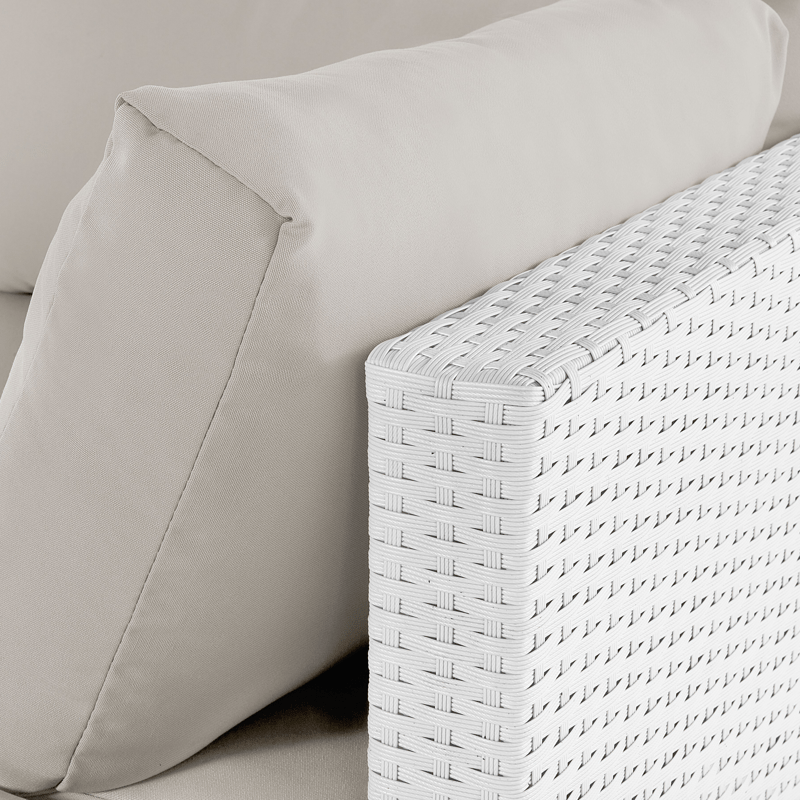 Hörnsoffa utomhus med Bord 4-Sits Sano Högervänd Modulär Konstrotting - Vit/Beige - Utemöbler & utemiljö - Utegrupp - Soffgrupp utomhus