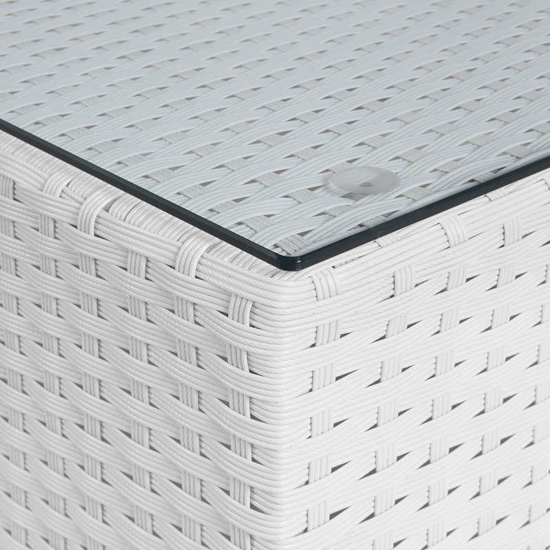 Hörnsoffa utomhus med Bord 4-Sits Sano Högervänd Modulär Konstrotting - Vit/Beige - Utemöbler & utemiljö - Utegrupp - Soffgrupp utomhus