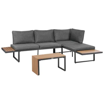 Hörnsoffa utomhus med Bord 4-Sits Pienza Högervänd - Grå/Brun/Svart - Utemöbler & utemiljö - Utegrupp - Soffgrupp utomhus