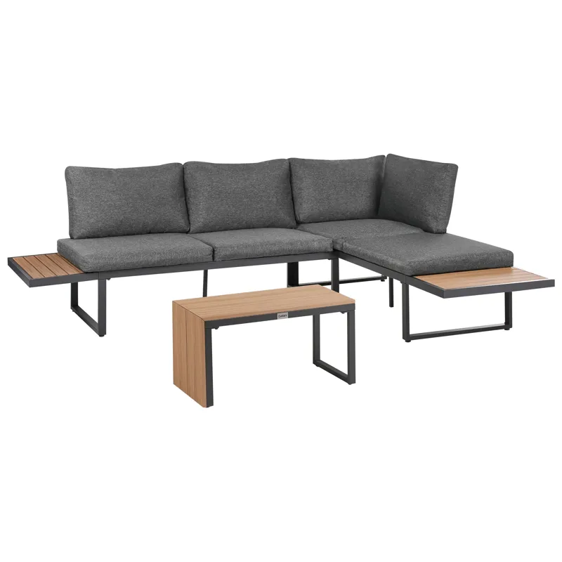 Hörnsoffa utomhus med Bord 4-Sits Pienza Högervänd - Grå/Brun/Svart - Utemöbler & utemiljö - Utegrupp - Soffgrupp utomhus