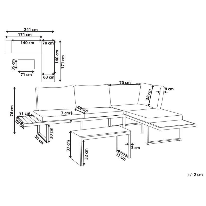 Hörnsoffa utomhus med Bord 4-Sits Pienza Högervänd - Grå/Brun/Svart - Utemöbler & utemiljö - Utegrupp - Soffgrupp utomhus
