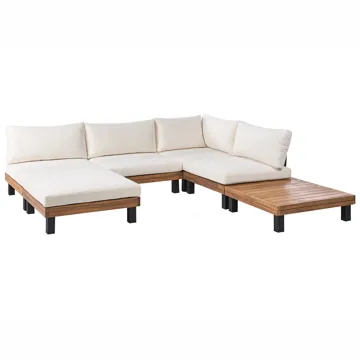 Hörnsoffa utomhus med Bord 5-Sits Frazzano Akaciaträ - Vit/Brun - Utemöbler & utemiljö - Utegrupp - Soffgrupp utomhus