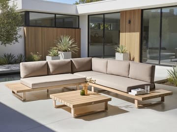 Hörnsoffa utomhus med Bord 5-Sits Mykonos Högervänd Akaciaträ - Beige/Brun - Utemöbler & utemiljö - Utegrupp - Soffgrupp utomhus