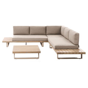 Hörnsoffa utomhus med Bord 5-Sits Mykonos Högervänd Akaciaträ - Beige/Brun - Utemöbler & utemiljö - Utegrupp - Soffgrupp utomhus