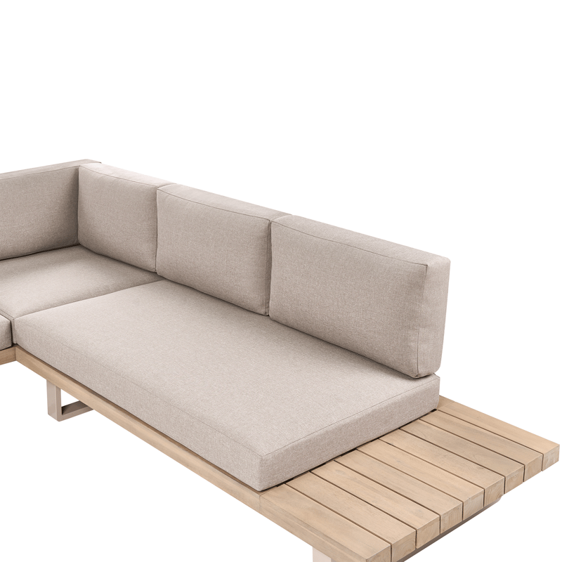 Hörnsoffa utomhus med Bord 5-Sits Mykonos Högervänd Akaciaträ - Beige/Brun - Utemöbler & utemiljö - Utegrupp - Soffgrupp utomhus