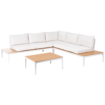 Hörnsoffa utomhus med Bord 5-Sits Positano - Vit/Brun - Utemöbler & utemiljö - Utegrupp - Soffgrupp utomhus