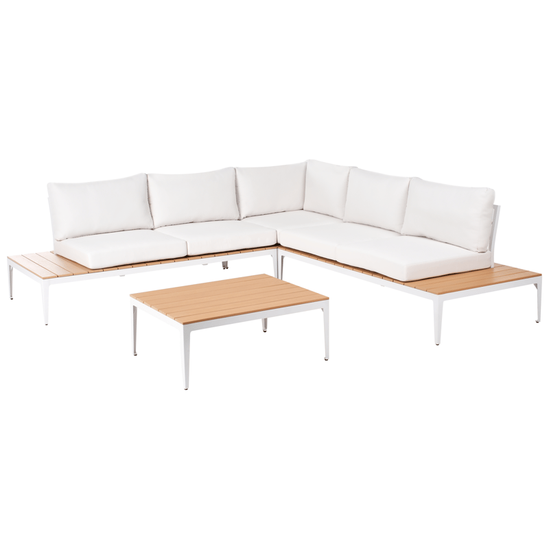 Hörnsoffa utomhus med Bord 5-Sits Positano - Vit/Brun - Utemöbler & utemiljö - Utegrupp - Soffgrupp utomhus