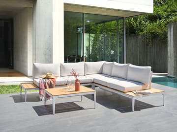 Hörnsoffa utomhus med Bord 5-Sits Positano - Vit/Brun - Utemöbler & utemiljö - Utegrupp - Soffgrupp utomhus