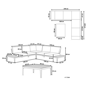 Hörnsoffa utomhus med Bord 5-Sits Positano - Vit/Brun - Utemöbler & utemiljö - Utegrupp - Soffgrupp utomhus