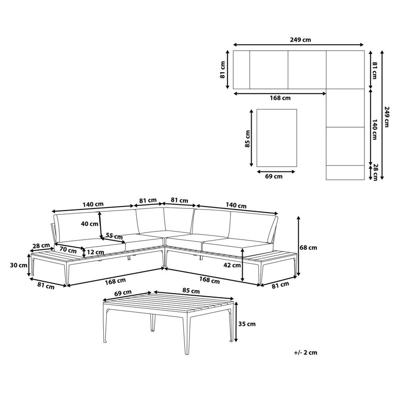 Hörnsoffa utomhus med Bord 5-Sits Positano - Brun/Vit/Brun - Utemöbler & utemiljö - Utegrupp - Soffgrupp utomhus