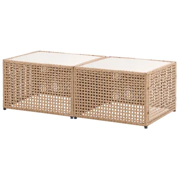Hörnsoffa utomhus med Bord 6-Sits Omegana Modulär Konstrotting - Beige/Svart - Utemöbler & utemiljö - Utegrupp - Soffgrupp utomhus