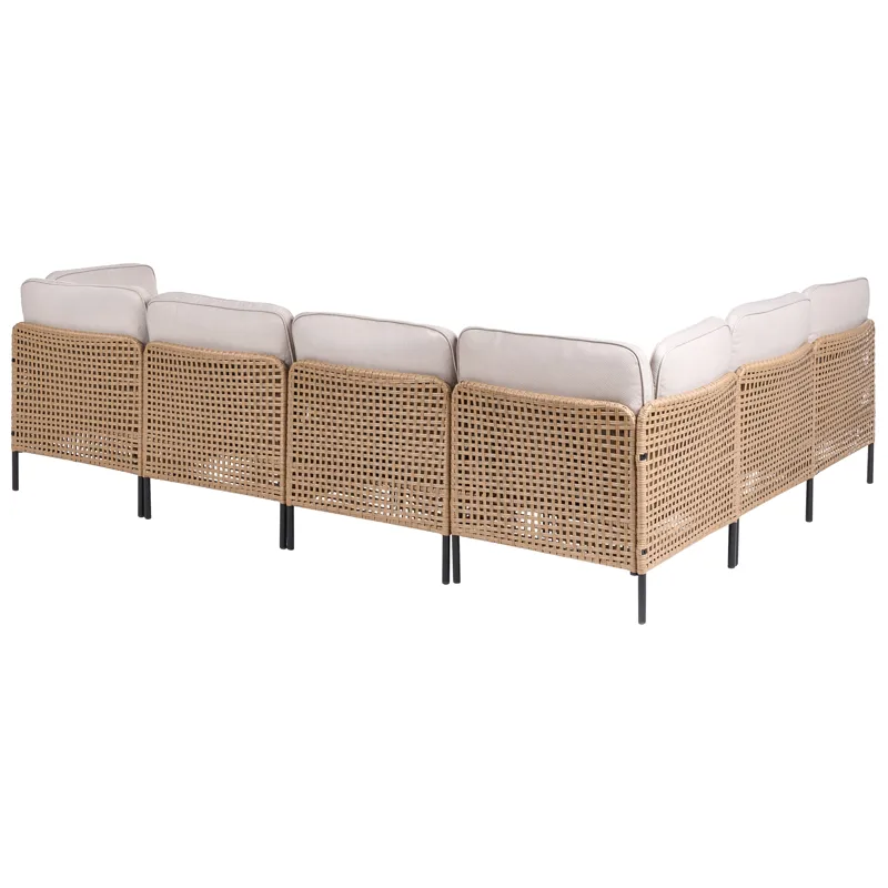 Hörnsoffa utomhus med Bord 6-Sits Omegana Modulär Konstrotting - Beige/Svart - Utemöbler & utemiljö - Utegrupp - Soffgrupp utomhus