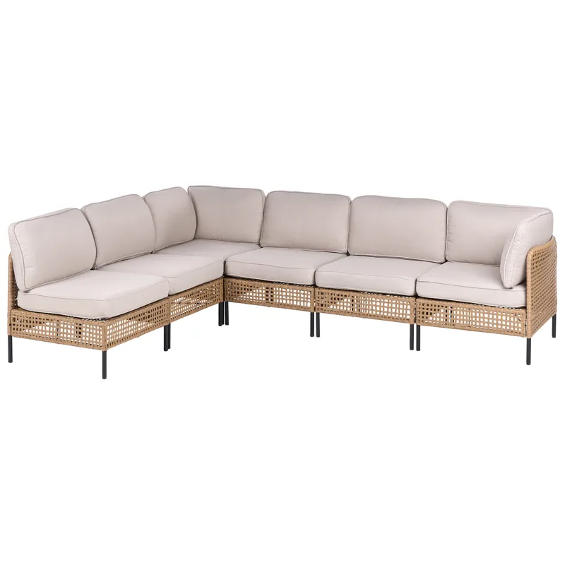 Hörnsoffa utomhus med Bord 6-Sits Omegana Modulär Konstrotting - Beige/Svart - Utemöbler & utemiljö - Utegrupp - Soffgrupp utomhus