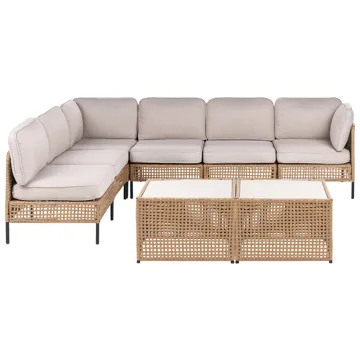 Hörnsoffa utomhus med Bord 6-Sits Omegana Modulär Konstrotting - Beige/Svart - Utemöbler & utemiljö - Utegrupp - Soffgrupp utomhus