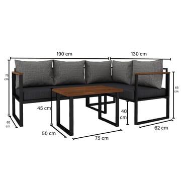 Hue 3-sits Soffgrupp Utomhus - Grå/Antracit - Utemöbler & utemiljö - Utegrupp - Soffgrupp utomhus