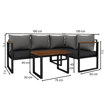 Hue 3-sits Soffgrupp Utomhus - Grå/Antracit - Utemöbler & utemiljö - Utegrupp - Soffgrupp utomhus