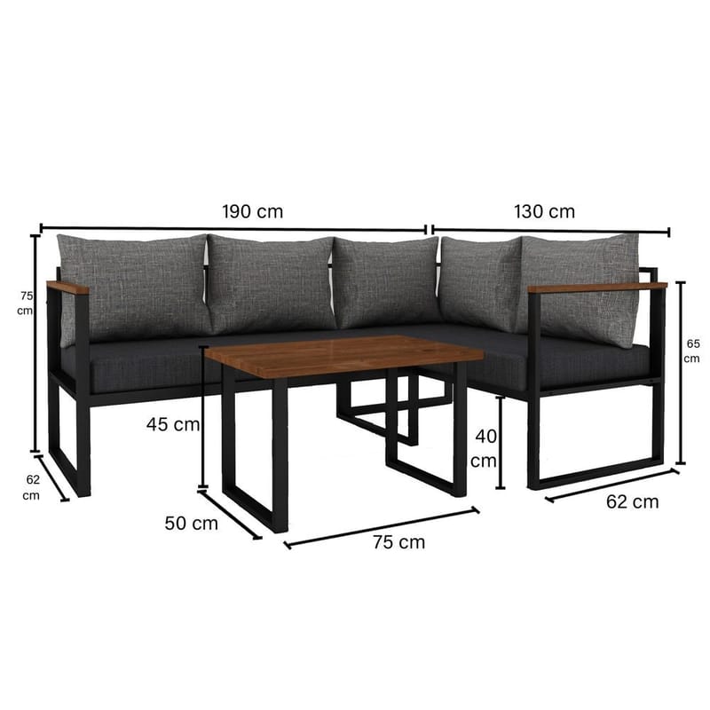 Hue 3-sits Soffgrupp Utomhus - Grå/Antracit - Utemöbler & utemiljö - Utegrupp - Soffgrupp utomhus
