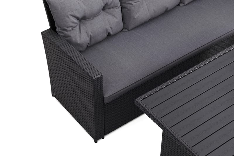 James 5-sits Högervänd Loungegrupp Utomhus – Soffgrupp med grå dynor och bord i konstrotting - Mörkgrå/Svart - Utemöbler & utemiljö - Utegrupp - Soffgrupp utomhus