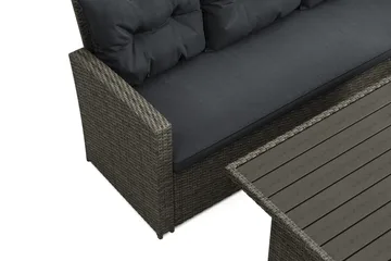 James 5-sits Högervänd Loungegrupp Utomhus – Soffgrupp med grå dynor och bord i konstrotting - Mörkgrå/Svart/Brun - Utemöbler & utemiljö - Utegrupp - Soffgrupp utomhus