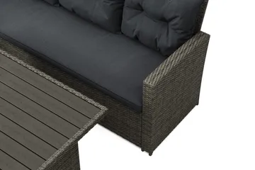 James 5-sits Vänstervänd Loungegrupp Utomhus – Soffgrupp med mörgrå dynor och bord i konstrotting - Grå - Utemöbler & utemiljö - Utegrupp - Soffgrupp utomhus
