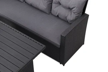 James 5-sits Vänstervänd Loungegrupp Utomhus – Soffgrupp med mörgrå dynor och bord i konstrotting - Grå - Utemöbler & utemiljö - Utegrupp - Soffgrupp utomhus