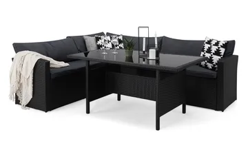 James Light Soffgrupp och Loungegrupp Utomhus 5-sits i konstrotting för trädgård och uteplats - Svart / Svarta dynor - Utemöbler & utemiljö - Utegrupp - Soffgrupp utomhus