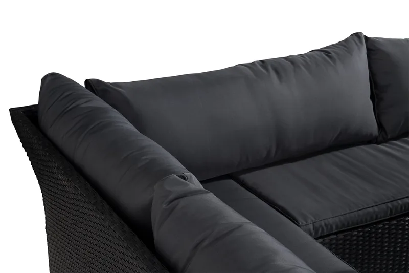 James Light Soffgrupp och Loungegrupp Utomhus 5-sits i konstrotting för trädgård och uteplats - Svart / Svarta dynor - Utemöbler & utemiljö - Utegrupp - Soffgrupp utomhus