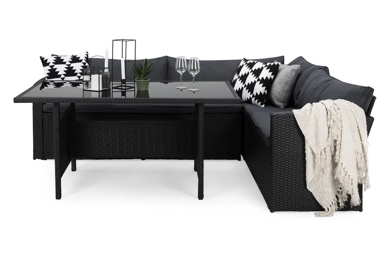 James Light Soffgrupp och Loungegrupp Utomhus  5-sits i konstrotting för Trädgård och Uteplats - Svart / Svarta dynor - Utemöbler & utemiljö - Utegrupp - Soffgrupp utomhus