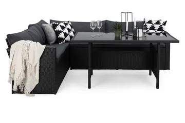 James Light Soffgrupp och Loungegrupp Utomhus 5-sits i konstrotting för trädgård och uteplats - Svart / Svarta dynor - Utemöbler & utemiljö - Utegrupp - Soffgrupp utomhus