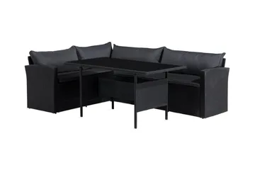 James Light Soffgrupp och Loungegrupp Utomhus 5-sits i konstrotting för trädgård och uteplats - Svart / Svarta dynor - Utemöbler & utemiljö - Utegrupp - Soffgrupp utomhus