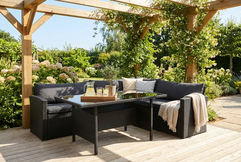 James Light Soffgrupp och Loungegrupp Utomhus  5-sits i konstrotting för Trädgård och Uteplats - Svart / Svarta dynor - Utemöbler & utemiljö - Utegrupp - Soffgrupp utomhus