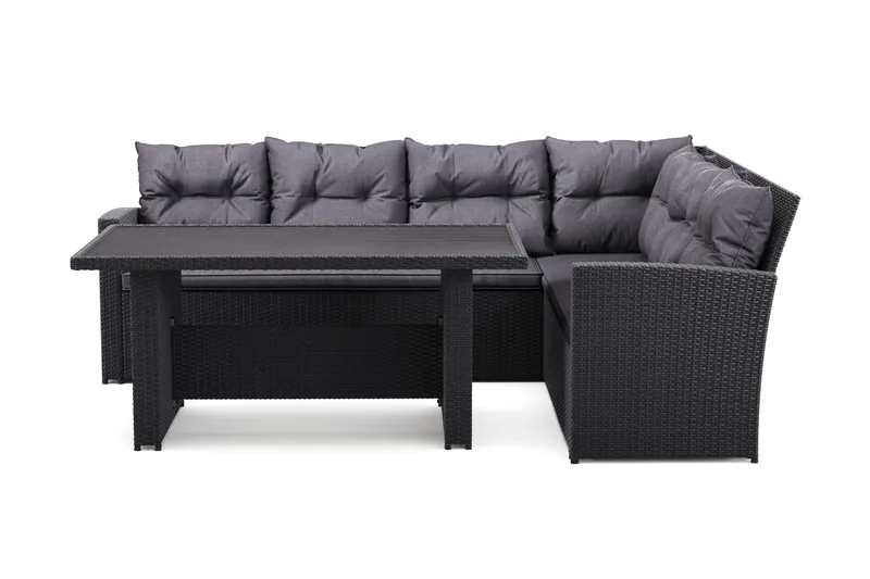 James Loungegrupp Utomhus – 5-sits Soffgrupp i Konstrotting, Svart