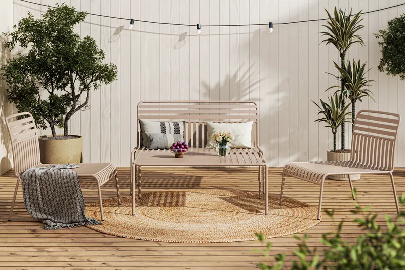 Jarva Liten 4-sits Soffgrupp Utomhus i metall - Beige - Utemöbler & utemiljö - Utegrupp - Soffgrupp utomhus