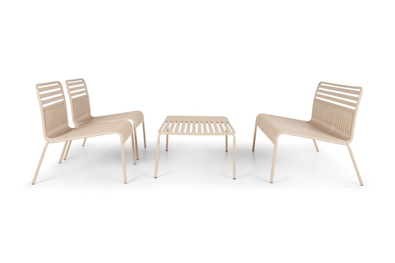 Jarva Liten 4-sits Soffgrupp Utomhus i metall - Beige - Utemöbler & utemiljö - Utegrupp - Soffgrupp utomhus