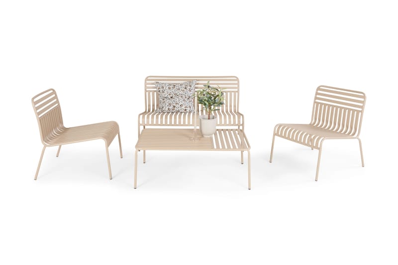 Jarva Liten 4-sits Soffgrupp Utomhus i metall - Beige - Utemöbler & utemiljö - Utegrupp - Soffgrupp utomhus