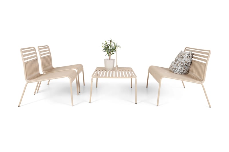 Jarva Liten 4-sits Soffgrupp Utomhus i metall - Beige - Utemöbler & utemiljö - Utegrupp - Soffgrupp utomhus