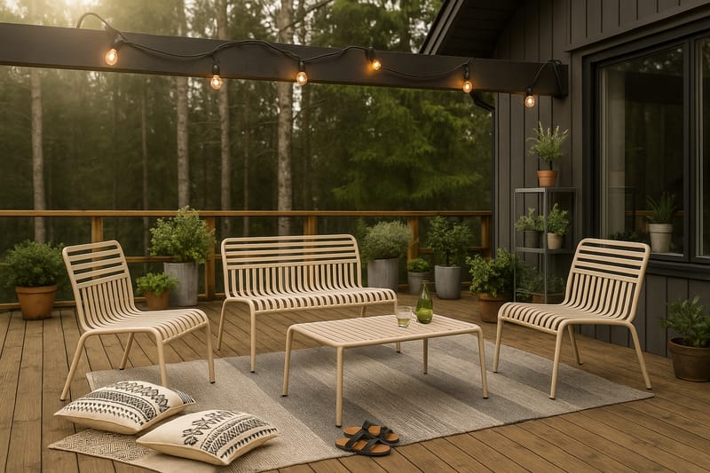 Jarva Liten 4-sits Soffgrupp Utomhus i metall - Beige - Utemöbler & utemiljö - Utegrupp - Soffgrupp utomhus