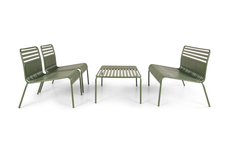 Jarva Liten 4-sits Soffgrupp Utomhus i metall - Olive - Utemöbler & utemiljö - Utegrupp - Soffgrupp utomhus