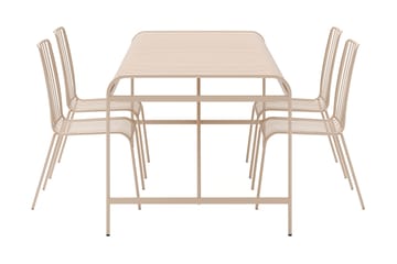 Jarva Liten Matgrupp Utomhus 200 cm med 4 stolar i metall - Beige - Utemöbler & utemiljö - Utegrupp - Matgrupp utomhus