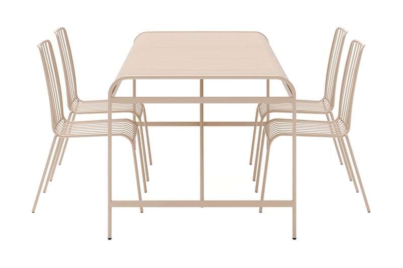 Jarva Liten Matgrupp Utomhus 200 cm med 4 stolar i metall - Beige - Utemöbler & utemiljö - Utegrupp - Matgrupp utomhus
