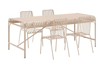 Jarva Liten Matgrupp Utomhus 200 cm med 4 stolar i metall - Beige - Utemöbler & utemiljö - Utegrupp - Matgrupp utomhus