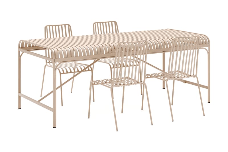 Jarva Liten Matgrupp Utomhus 200 cm med 4 stolar i metall - Beige - Utemöbler & utemiljö - Utegrupp - Matgrupp utomhus
