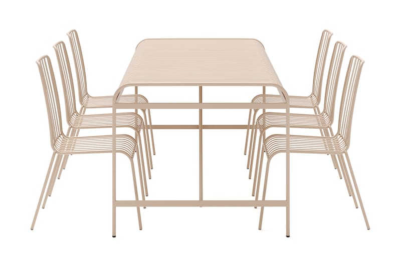 Jarva Stor Matgrupp Utomhus 200 cm med 6 stolar i metall - Beige - Utemöbler & utemiljö - Utegrupp - Matgrupp utomhus