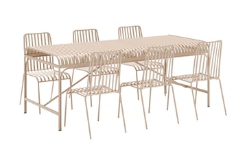 Jarva Stor Matgrupp Utomhus 200 cm med 6 stolar i metall - Beige - Utemöbler & utemiljö - Utegrupp - Matgrupp utomhus