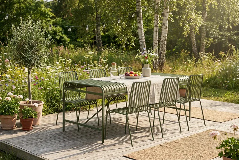 Jarva utomhus matgrupp 200 cm med 6 Jarva matstolar - Grön - Utemöbler & utemiljö - Utegrupp - Matgrupp utomhus