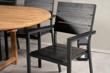 Kenya Oval Matgrupp 180-240 cm med 8 Levels Matstolar - teak/svart - Utemöbler & utemiljö - Utegrupp - Matgrupp utomhus